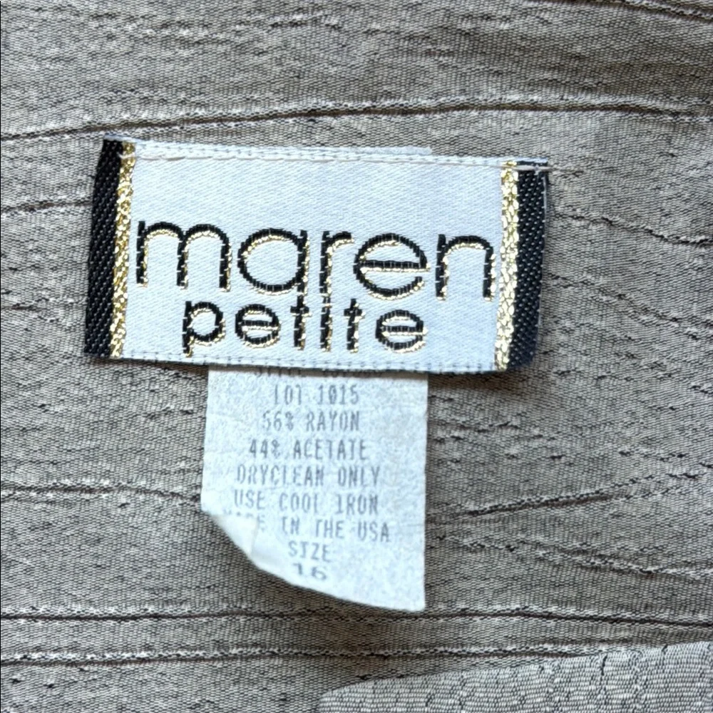 Vintage MAren Petite Women’s Tan Button Down Lightweight Top & Pant 16 petite - Picture 6 of 15